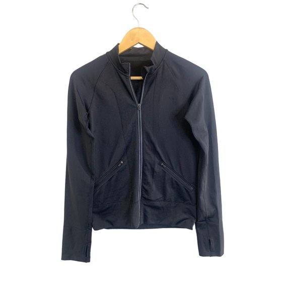 lululemon athletica Jackets & Blazers - Lululemon Black Open Stride Run Bomber Jacket Sz 8 EUC